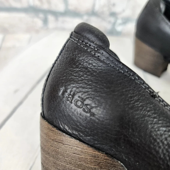 Taos  Black Leather Mary Jane Shoes Stacked Heel Size 41 - Picture 11 of 16